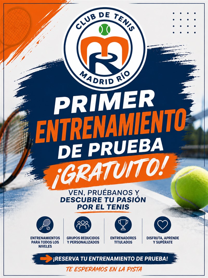 Primer entrenamiento de tenis de prueba gratuito en el Club de Tenis Madrid Río